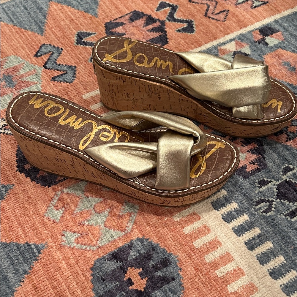 Sam Edelman Metallic Wedge Sandals NWOT